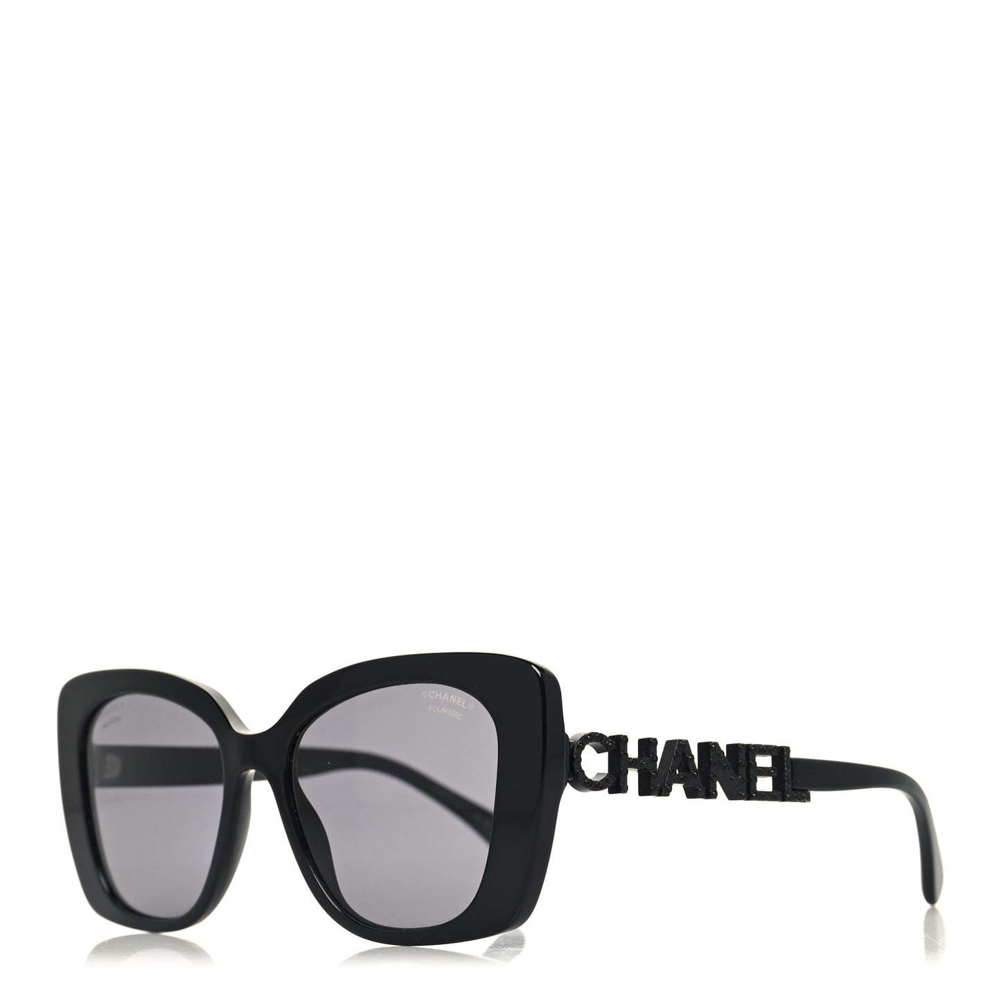 Acetate Strass Polarized Square Sunglasses 5422-B Black
