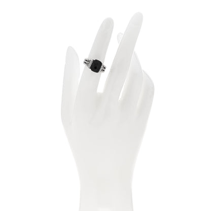 David Yurman Sterling Silver Diamond Black Onyx 10mm Petite Wheaton Ring 50 5.5 2 of 6