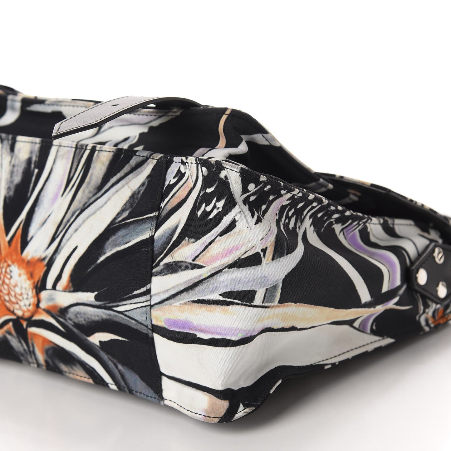 Nylon Floral Printed Medium PS1 Satchel Black White
