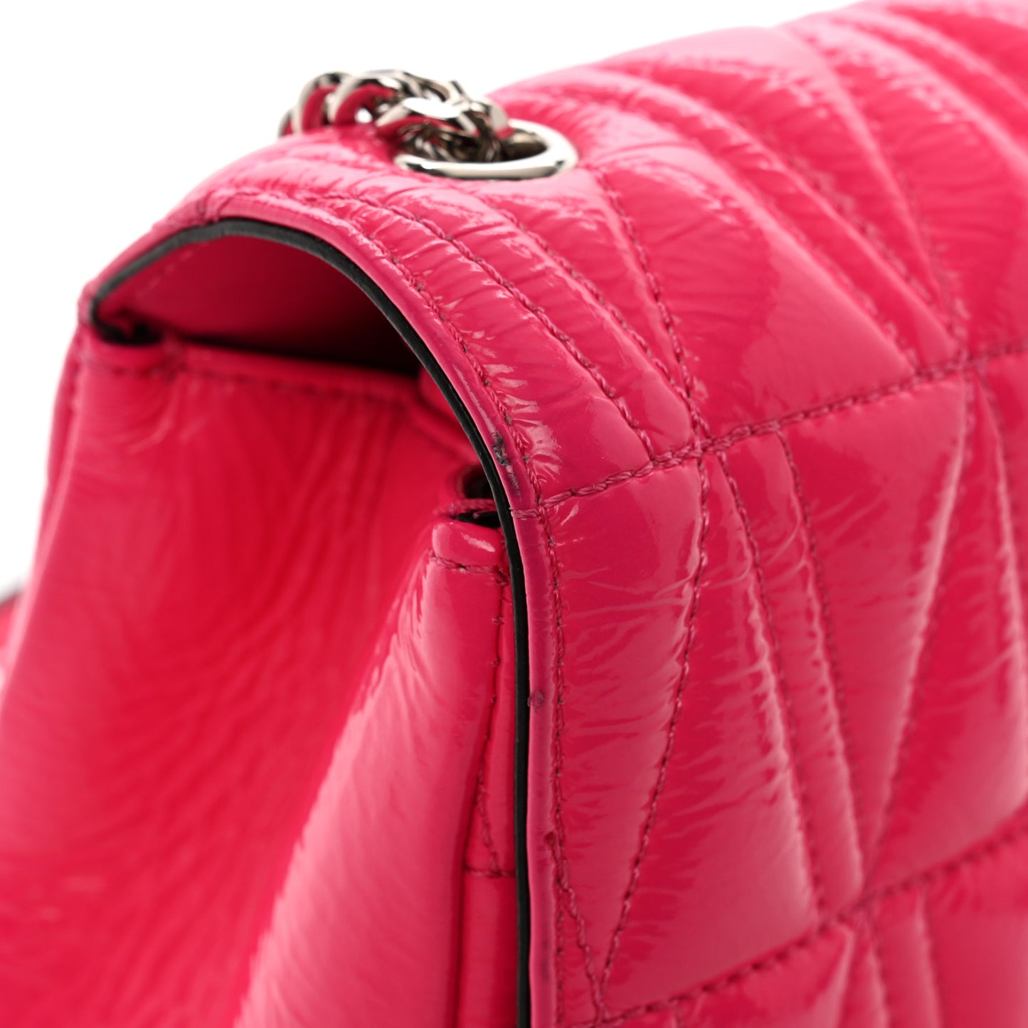 Patent Quilted Virtus Shoulder Bag Pink