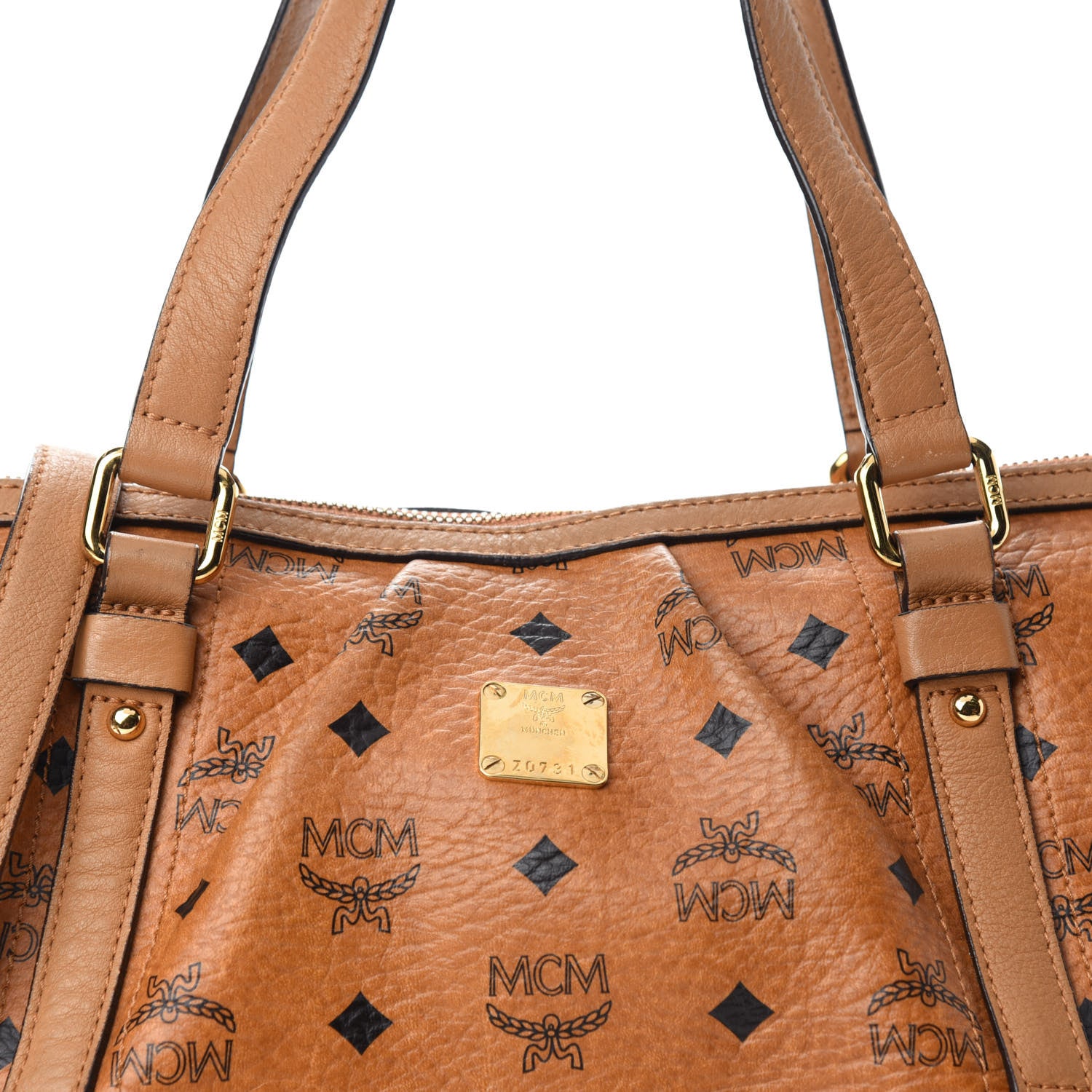 MCM Visetos Medium Essentials Shopper Tote Cognac 21 of 21