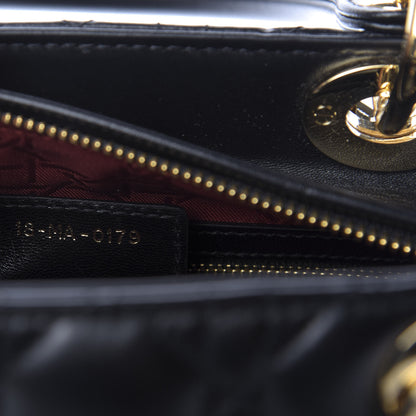 Christian Dior Lambskin Cannage Medium Lady Dior Black 9 of 10