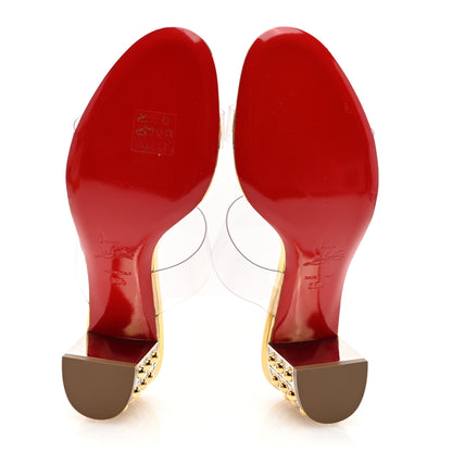 Christian Louboutin PVC Vasa Opticat 55 Slide Sandals 38.5 Gold 5 of 7