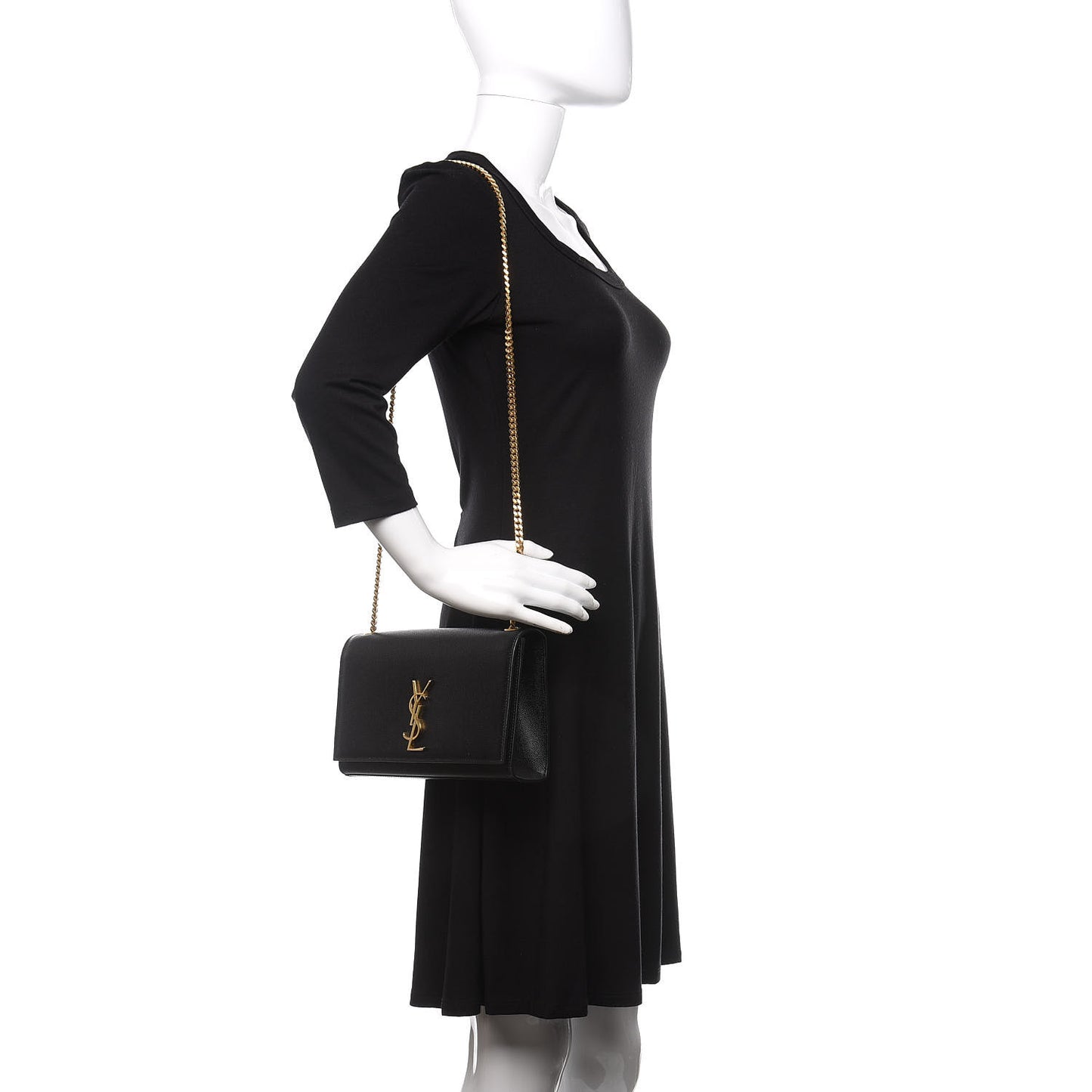 Grain De Poudre Medium Classic Monogram Kate Satchel Black