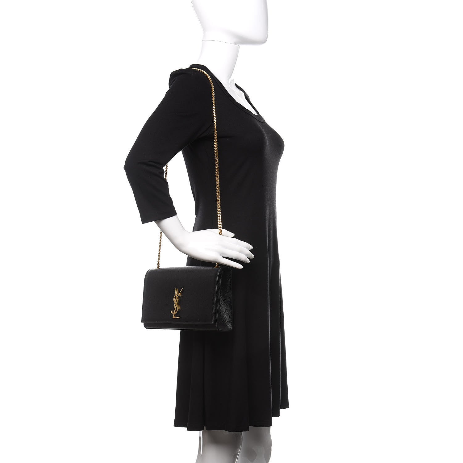 Saint Laurent Grain De Poudre Medium Classic Monogram Kate Satchel Black 2 of 9