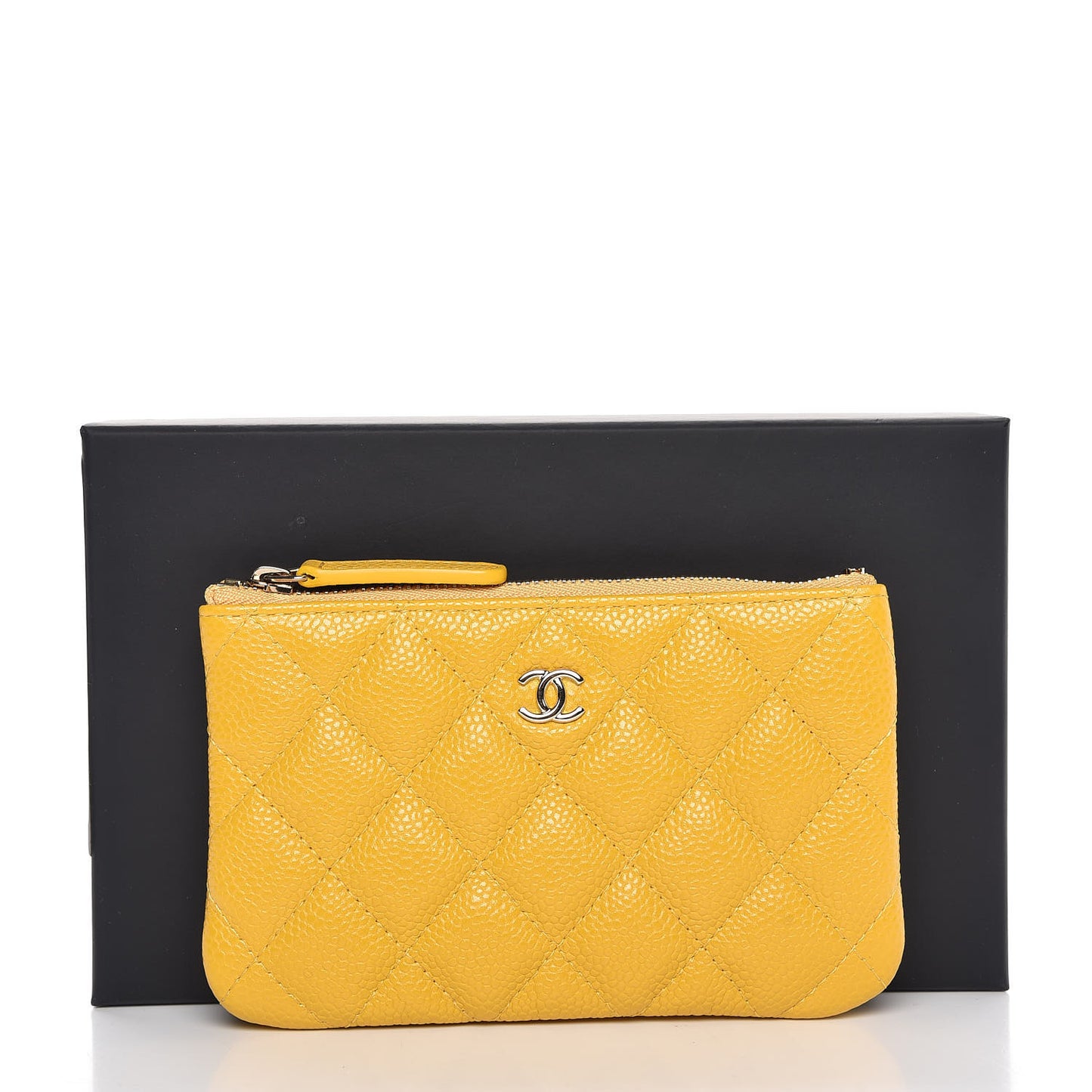 Caviar Quilted Small Cosmetic Case Yellow