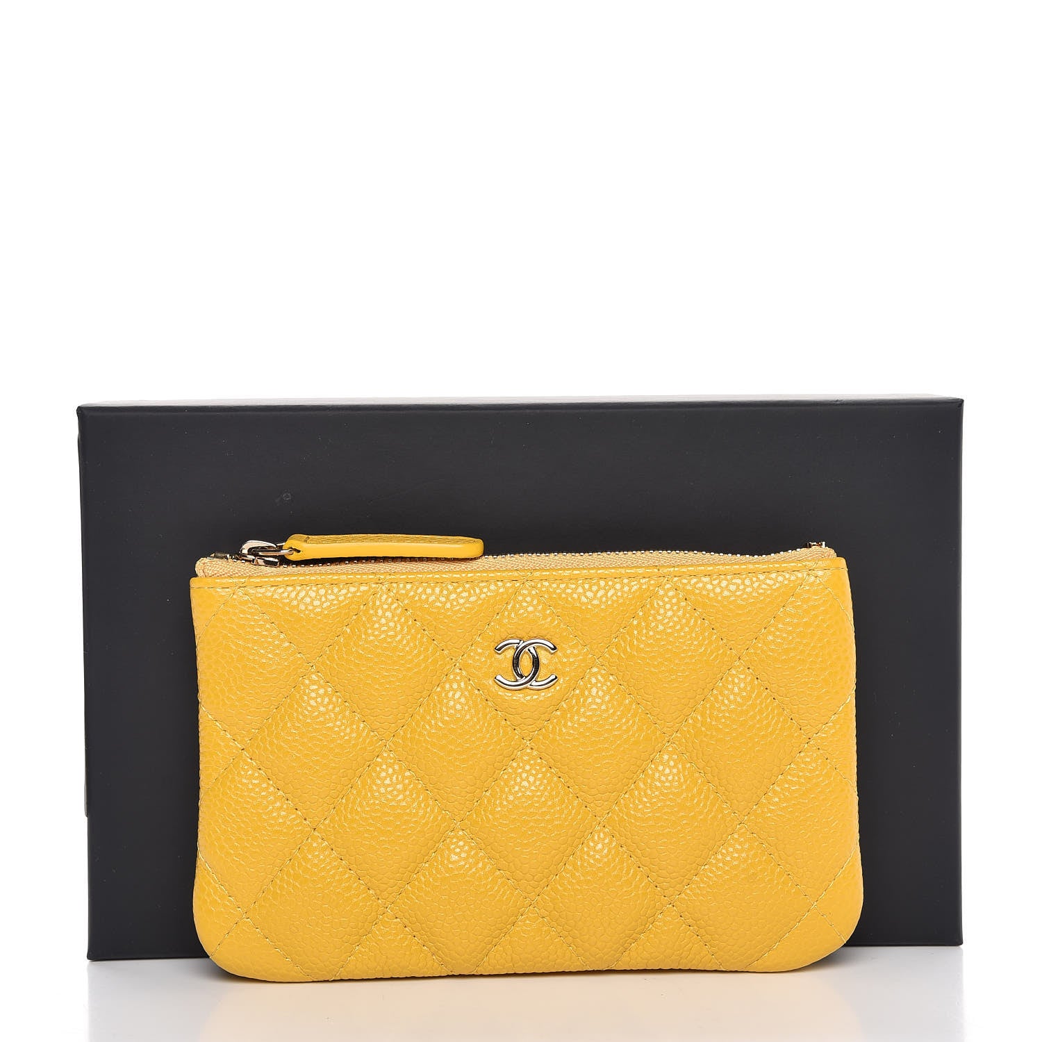 Chanel Caviar Quilted Small Cosmetic Case Yellow 8 of 8