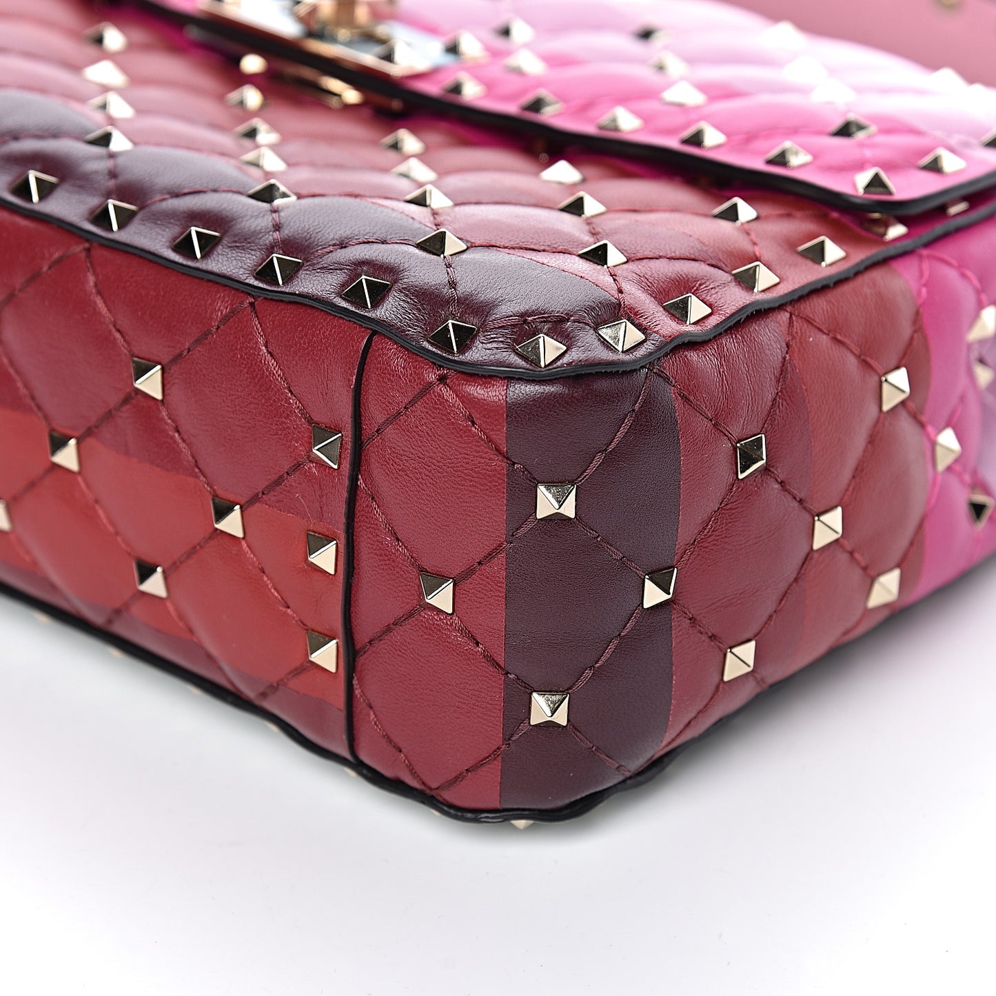 Lambskin Stripe Intarsia Medium Rockstud Spike Shoulder Bag Multicolor