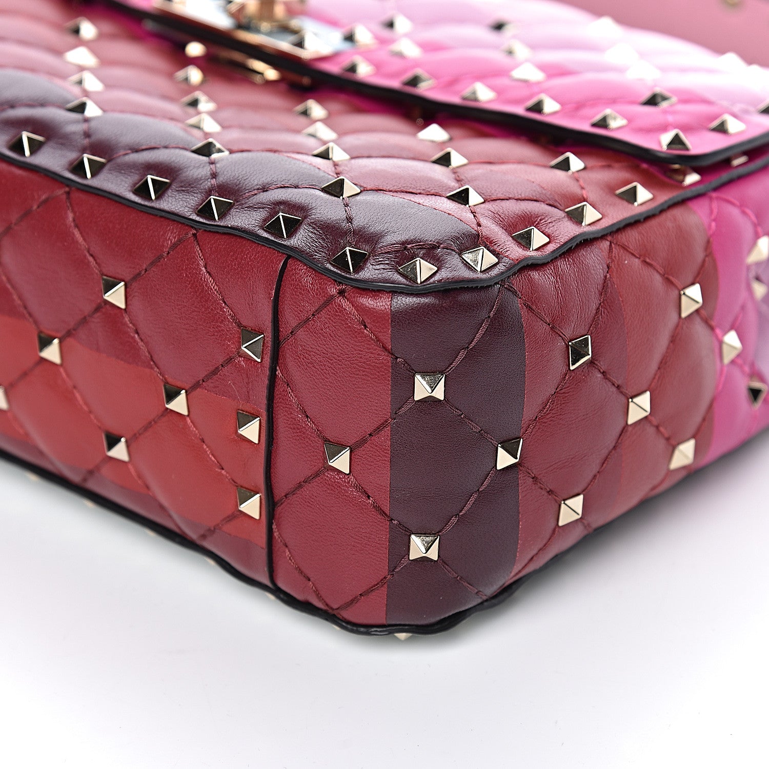 Valentino Garavani Lambskin Stripe Intarsia Medium Rockstud Spike Shoulder Bag Multicolor 9 of 10