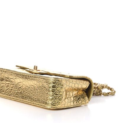 Chanel Metallic Calfskin Crocodile Embossed Cocodile Rectangular Mini Flap Gold 7 of 11