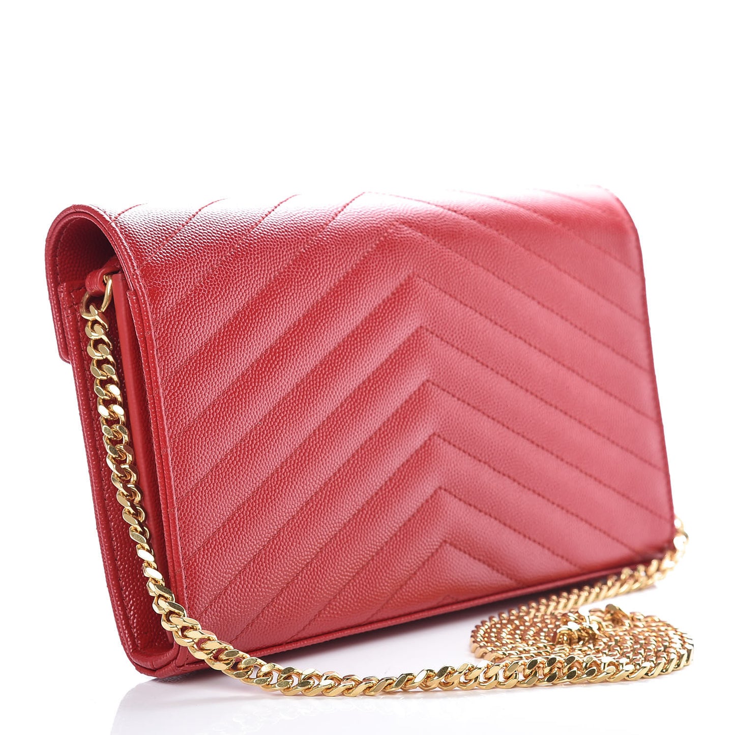 Grain De Poudre Matelasse Chevron Monogram Chain Wallet Bandana Red