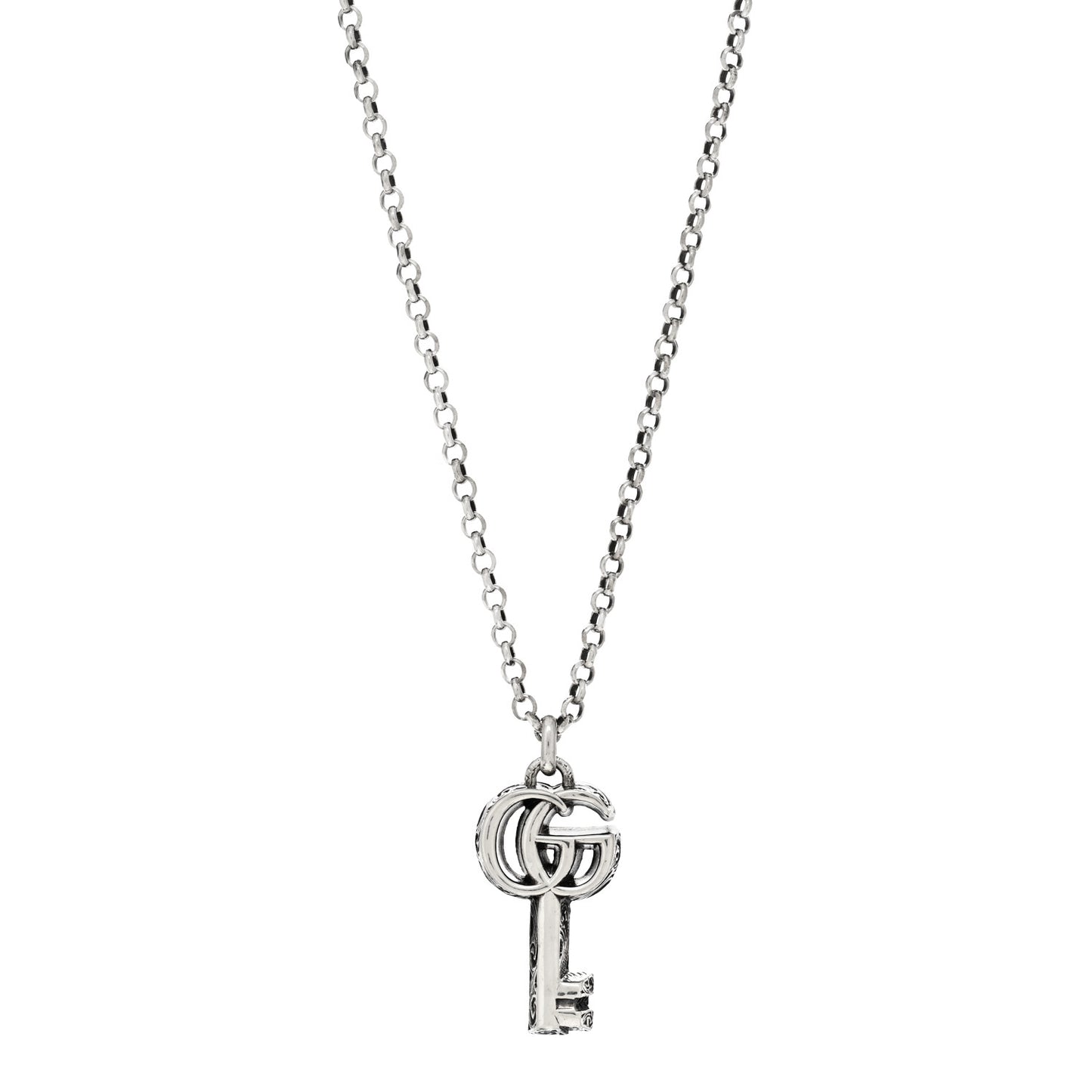 Sterling Silver Double G Key Pendant Necklace