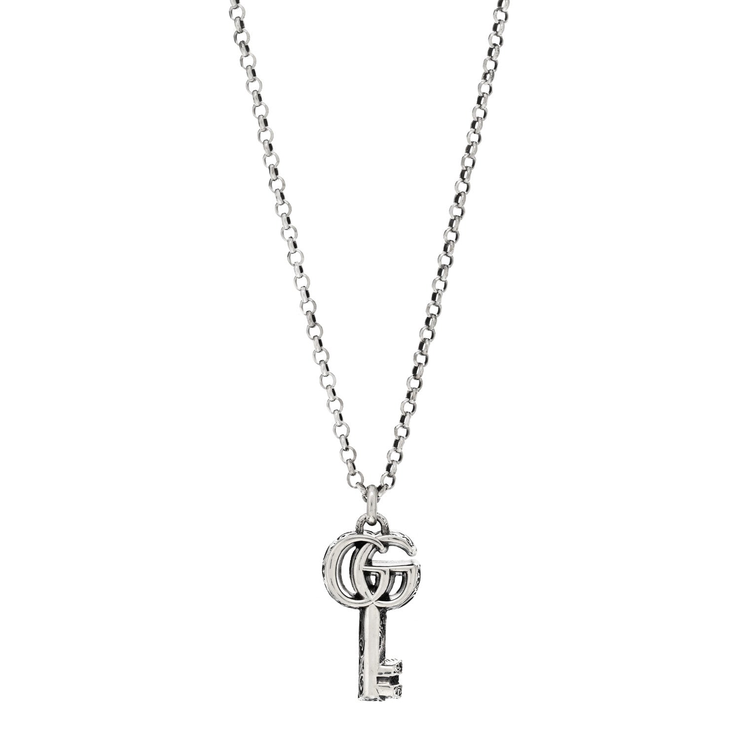 Gucci Sterling Silver Double G Key Pendant Necklace 1 of 3