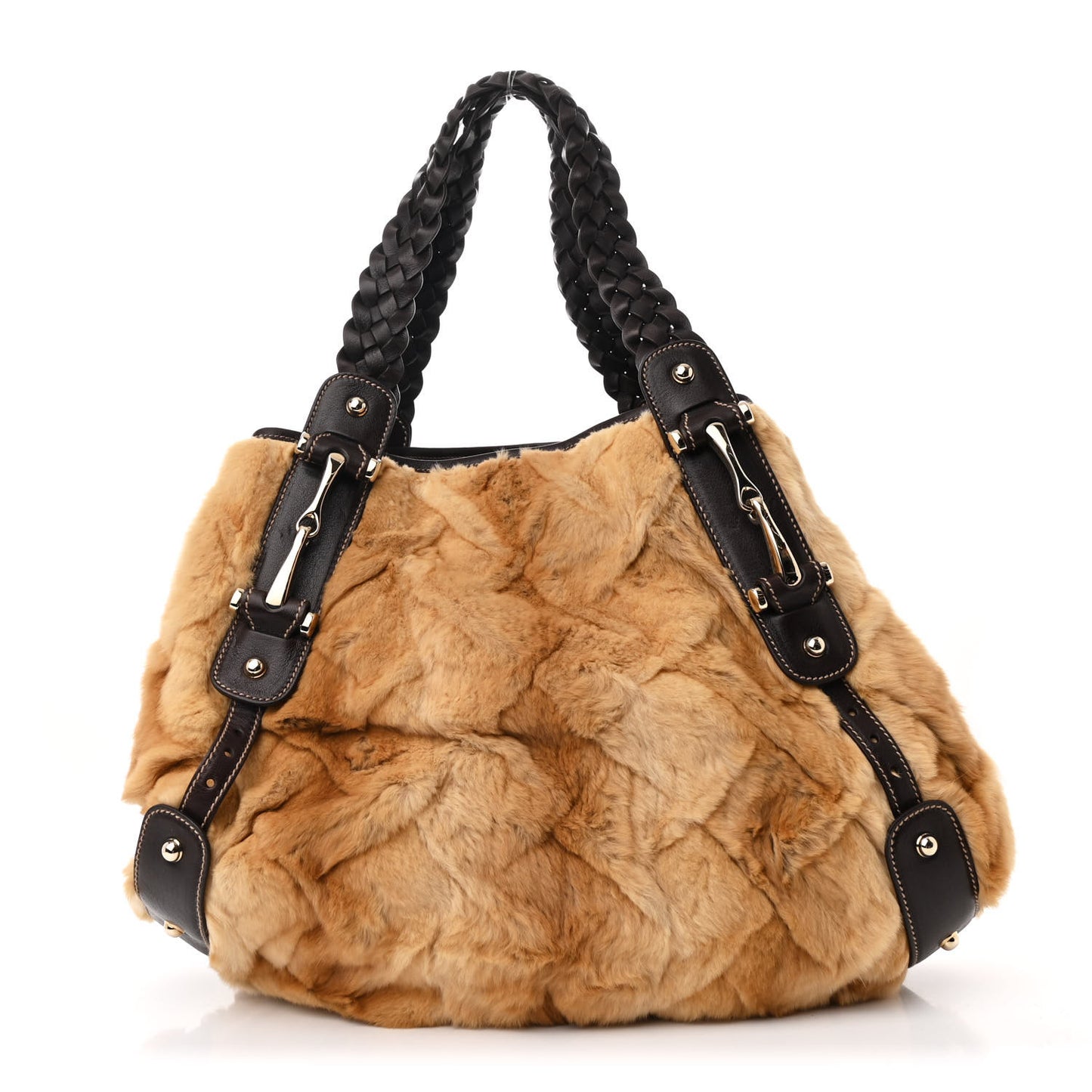 Mink Fur Medium Pelham Shoulder Bag Beige Brown