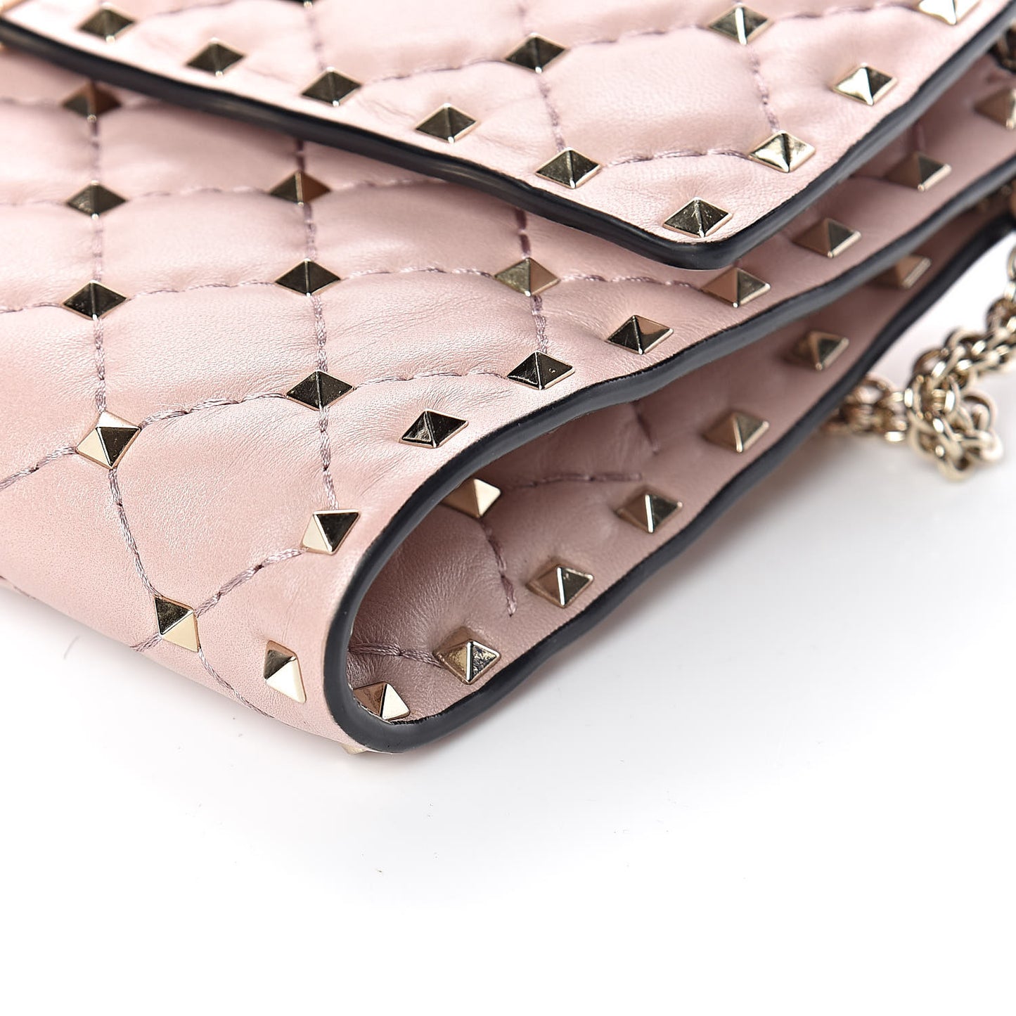 Nappa Rockstud Spike Wallet on Chain Water Rose