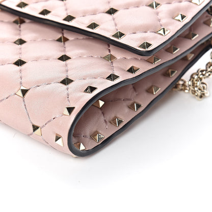 Valentino Garavani Nappa Rockstud Spike Wallet on Chain Water Rose 9 of 10