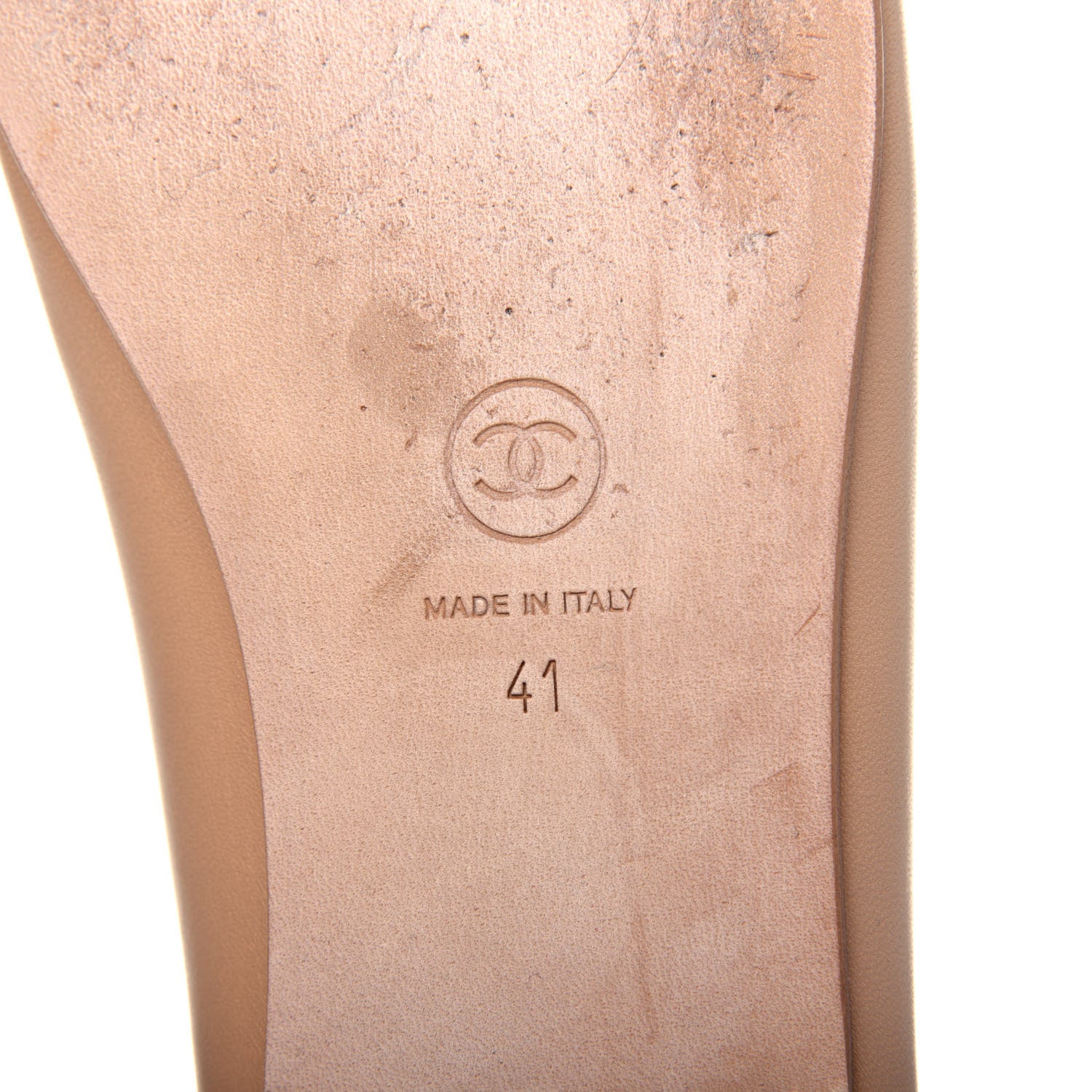 Chanel Lambskin Cap Toe CC Ballerina Flats 41 Beige 6 of 10