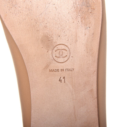 Chanel Lambskin Cap Toe CC Ballerina Flats 41 Beige 6 of 10