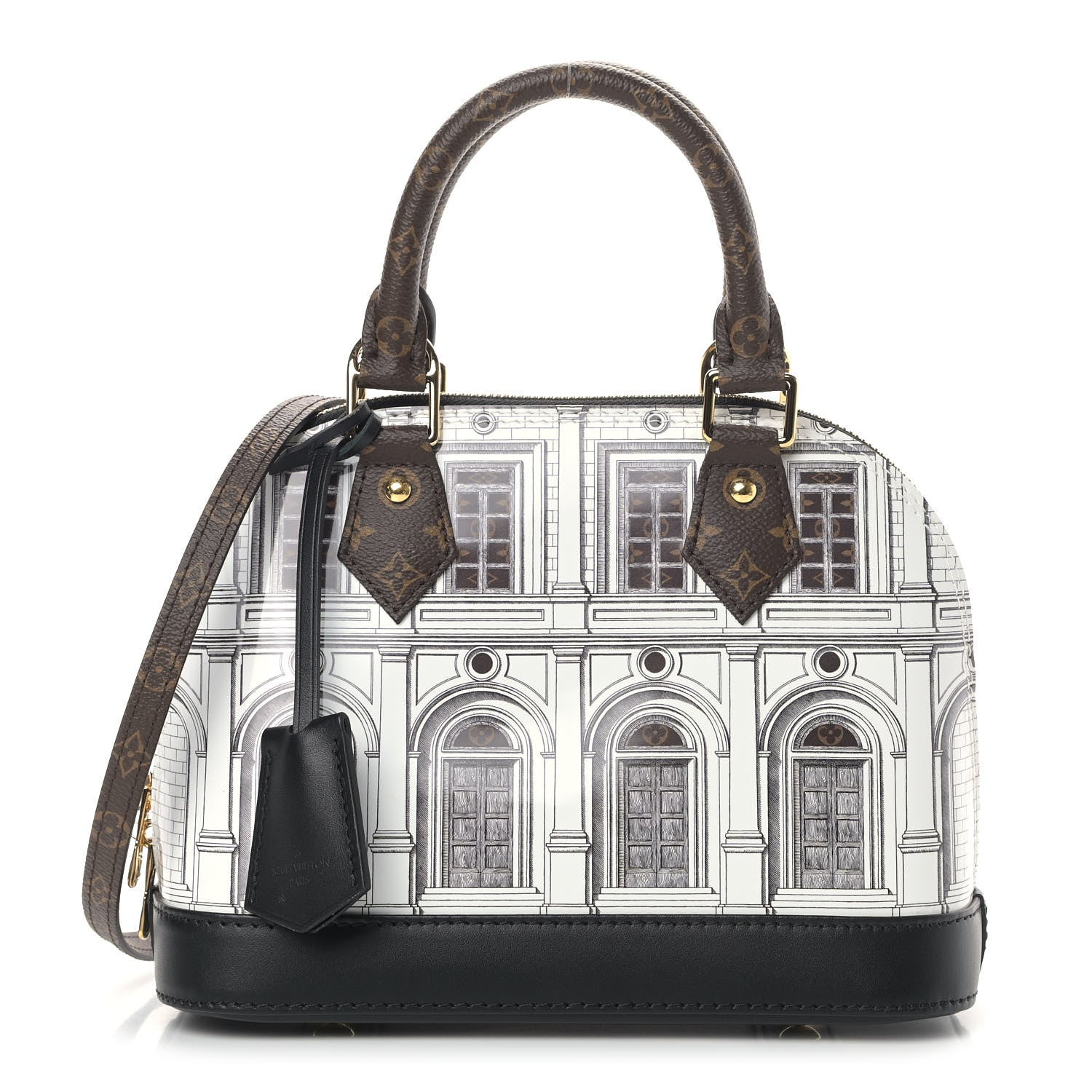 Louis Vuitton X FORNASETTI Calfskin Architettura Alma BB Black White 1 of 8