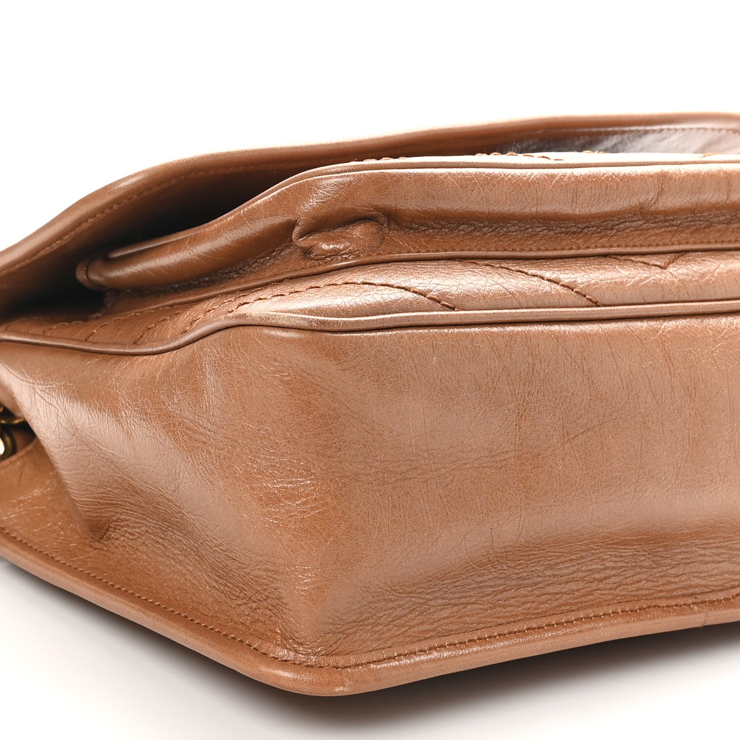 Saint Laurent Crinkled Calfskin Matelasse Monogram Medium Niki Chain Satchel Caramel 9 of 10