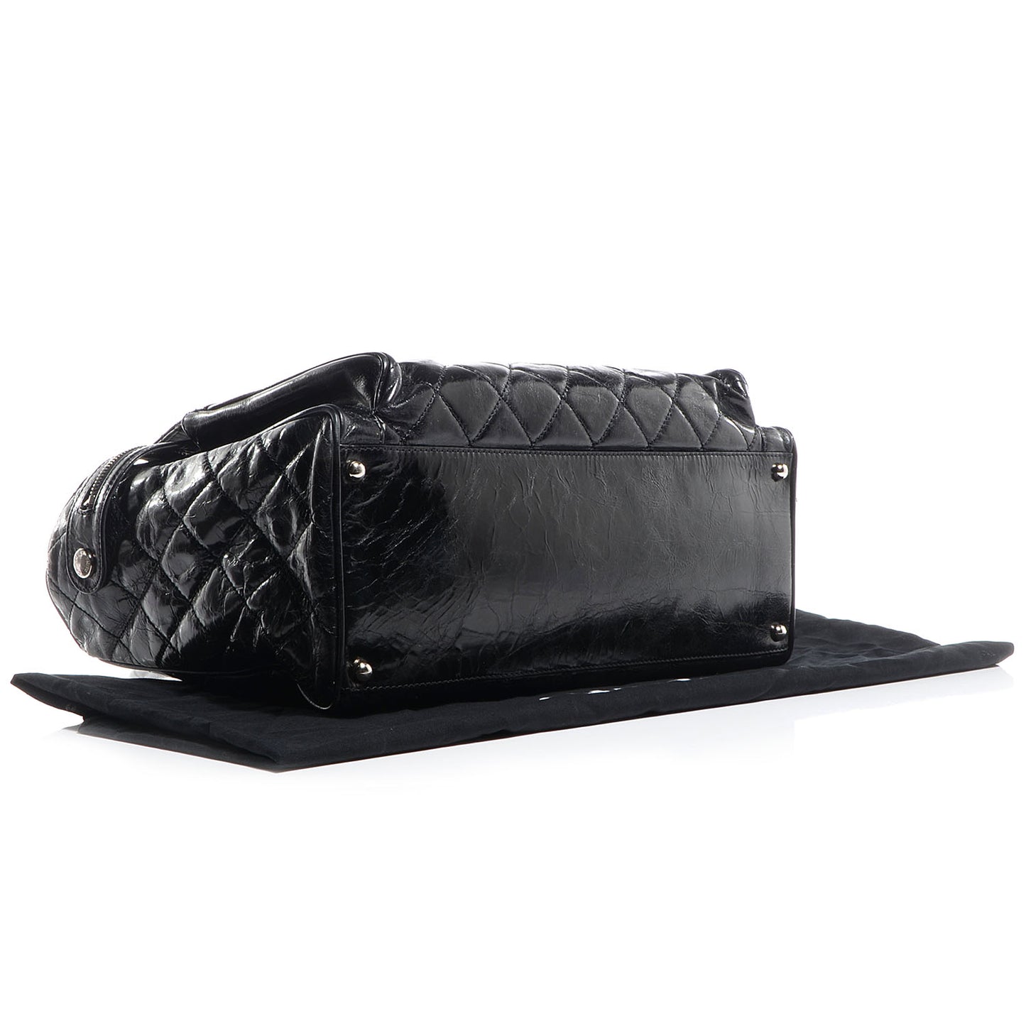 Glazed Calfskin New Portobello Large Tote Black