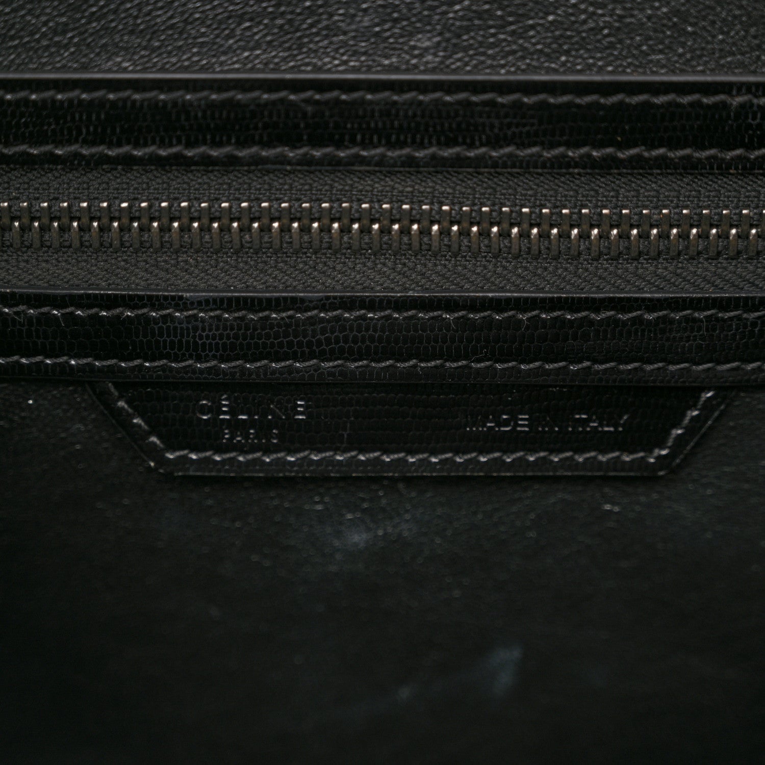 Celine Smooth Calfskin Lizard Embossed Bi-Color Micro Luggage Black White 7 of 17