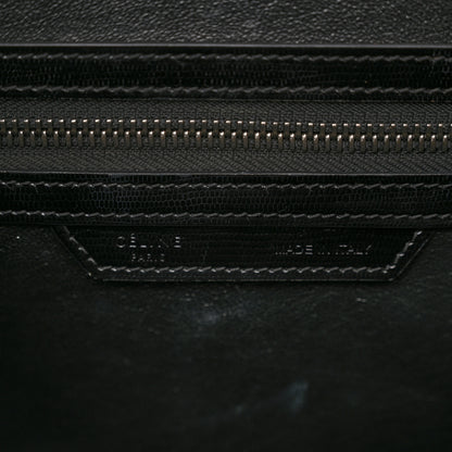 Celine Smooth Calfskin Lizard Embossed Bi-Color Micro Luggage Black White 7 of 17