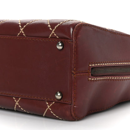 Chanel Calfskin Contrast Stitch Surpique Bowler Brown 9 of 9
