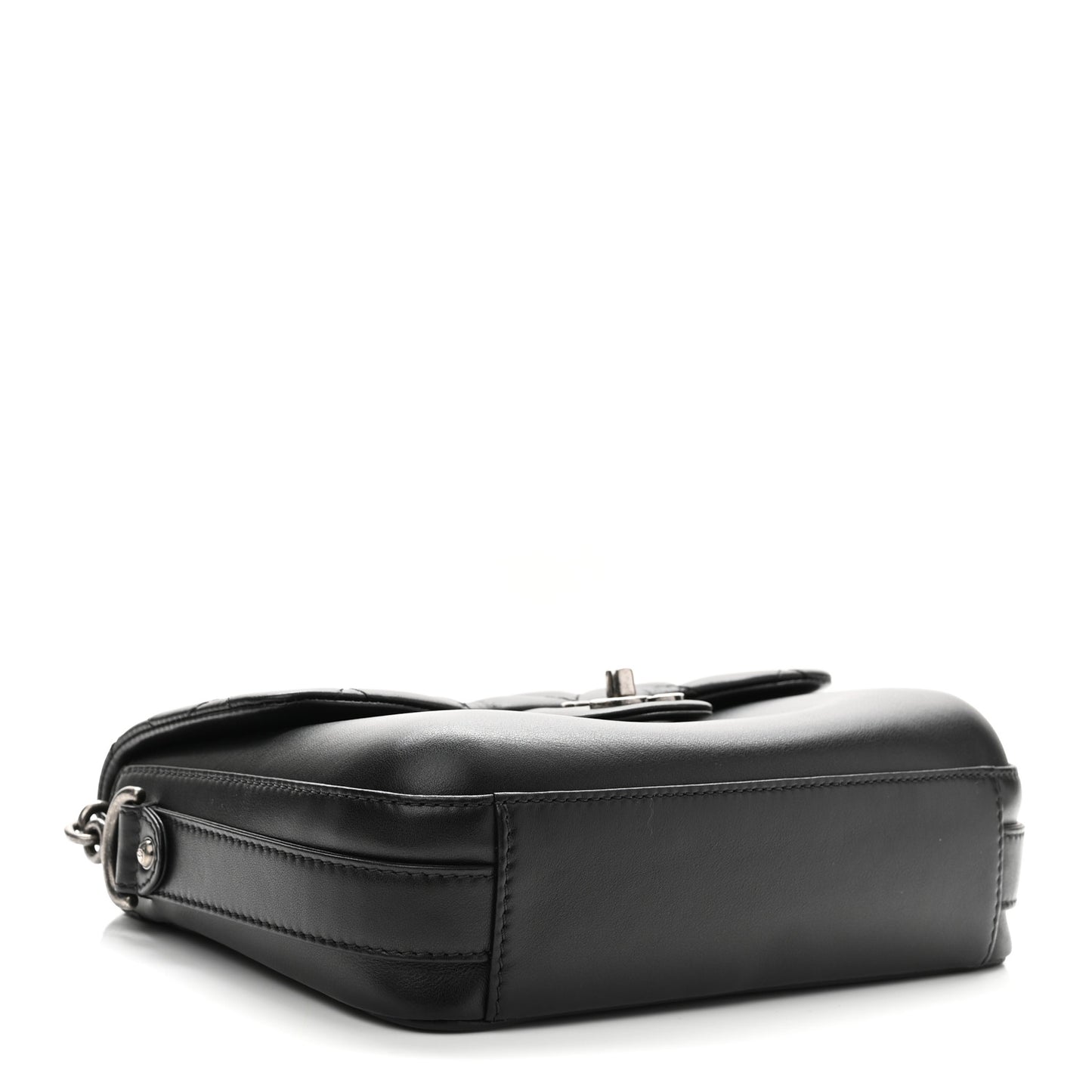 Calfskin Quilted Medium Rock My Shoulder Flap Black