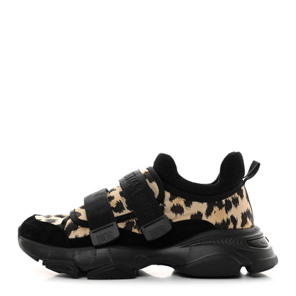 Christian Dior Technical Fabric Nylon Leopard Print Womens D-Wander Sneakers Black 1 of 9