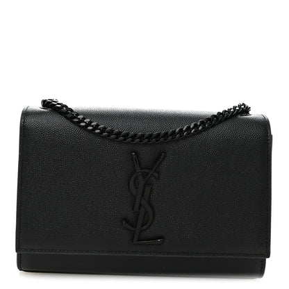 Saint Laurent Grain De Poudre Small Monogram Monochrome Kate Satchel Black 1 of 11