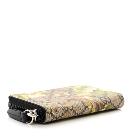 Gucci GG Supreme Monogram Blooms Zip Around Card Case Wallet Beige New Military Black 4 of 6
