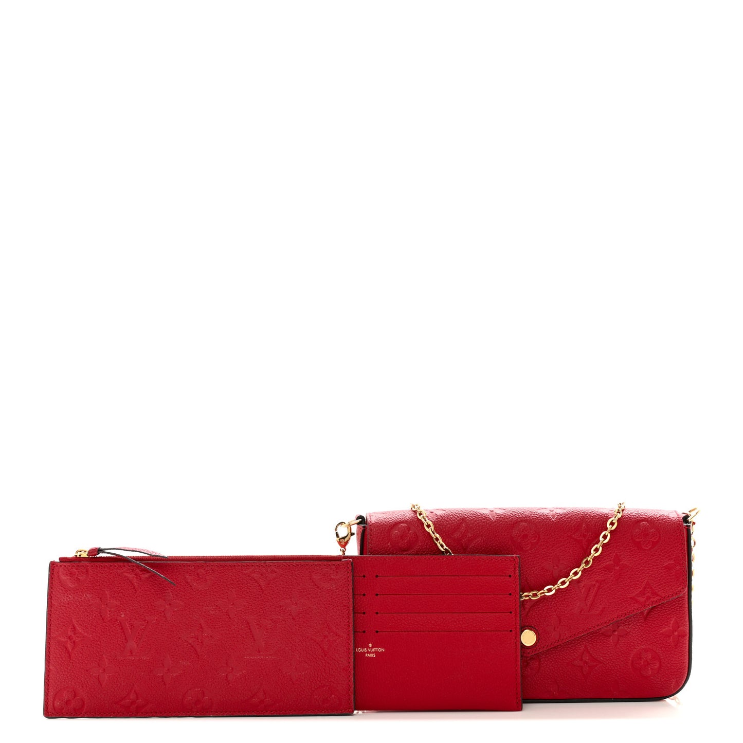 LOUIS VUITTON Empreinte Pochette Felicie Chain Wallet Cherry