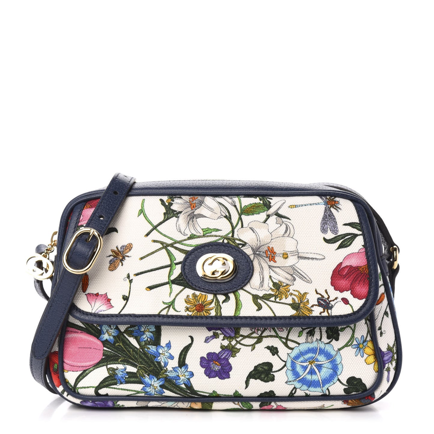 Canvas Flora Floral Shoulder Bag White Blue Agata Mulitcolor