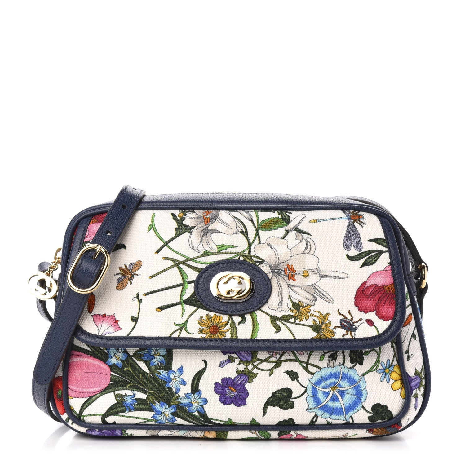 Gucci Canvas Flora Floral Shoulder Bag White Blue Agata Mulitcolor 1 of 11