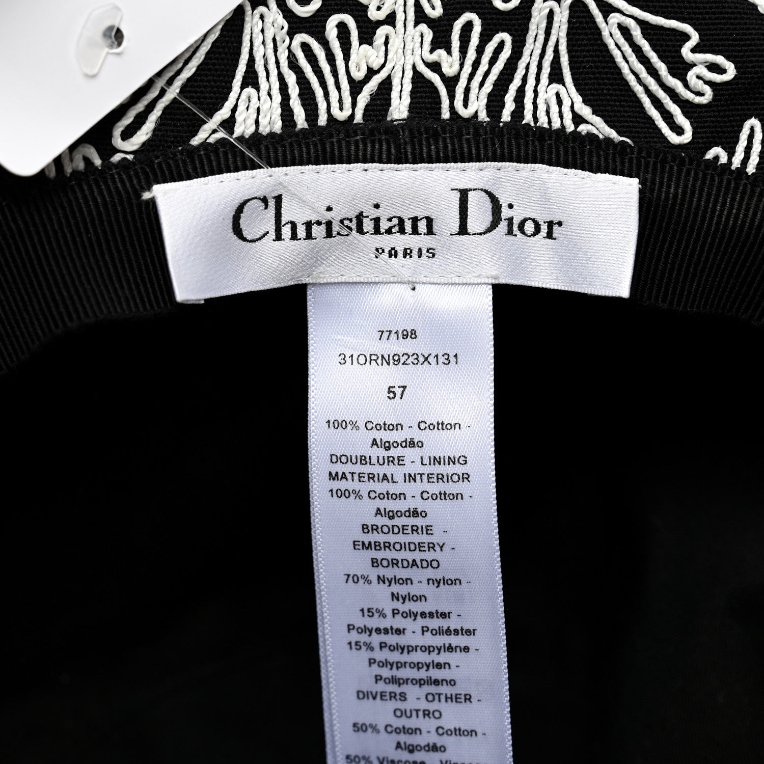 Christian Dior Cotton D-Bobby Small Brim Bucket Hat 57 Black White 7 of 7