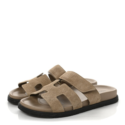 Hermes Suede Goatskin Chaine d'Ancre Womens Chypre Sandals 36 Beige Sable 3 of 10