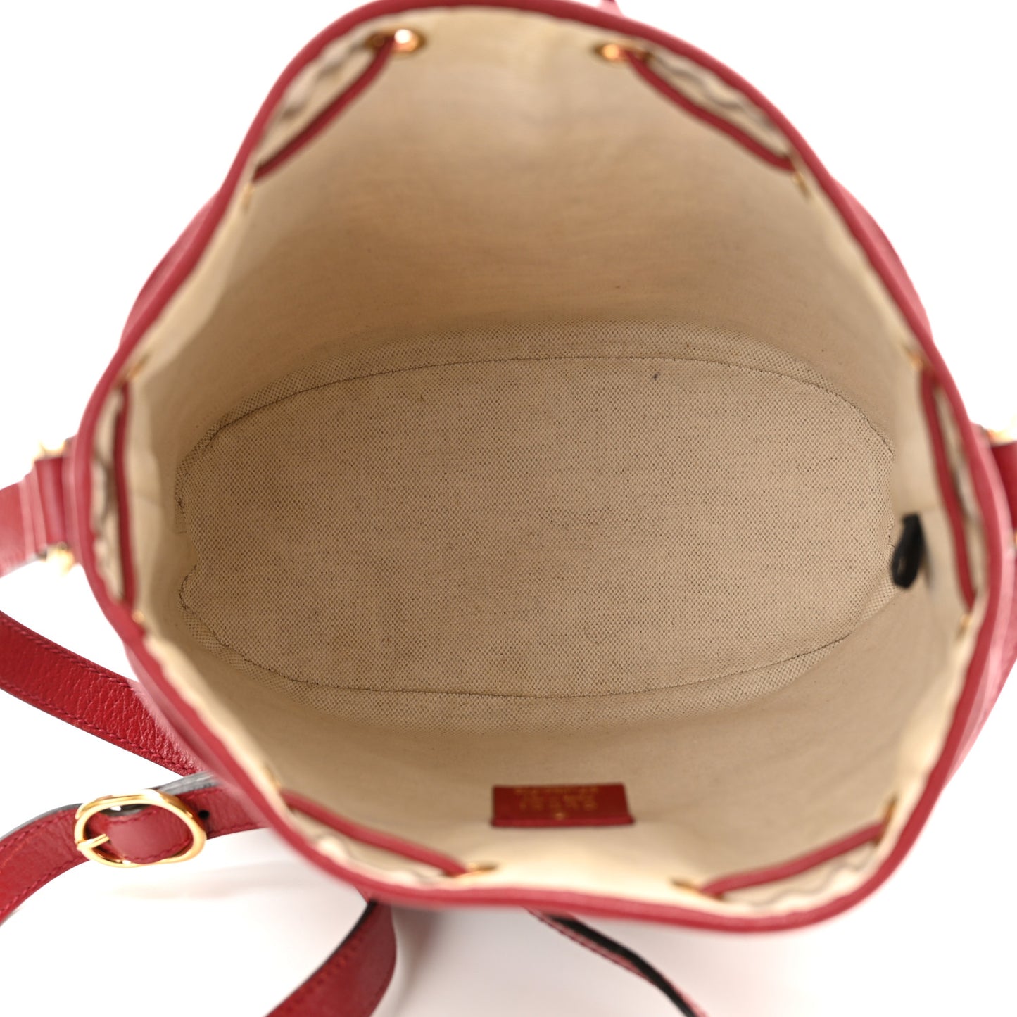 X DORAEMON Vintage GG Supreme Monogram Small Bucket Bag Beige Cherry Red