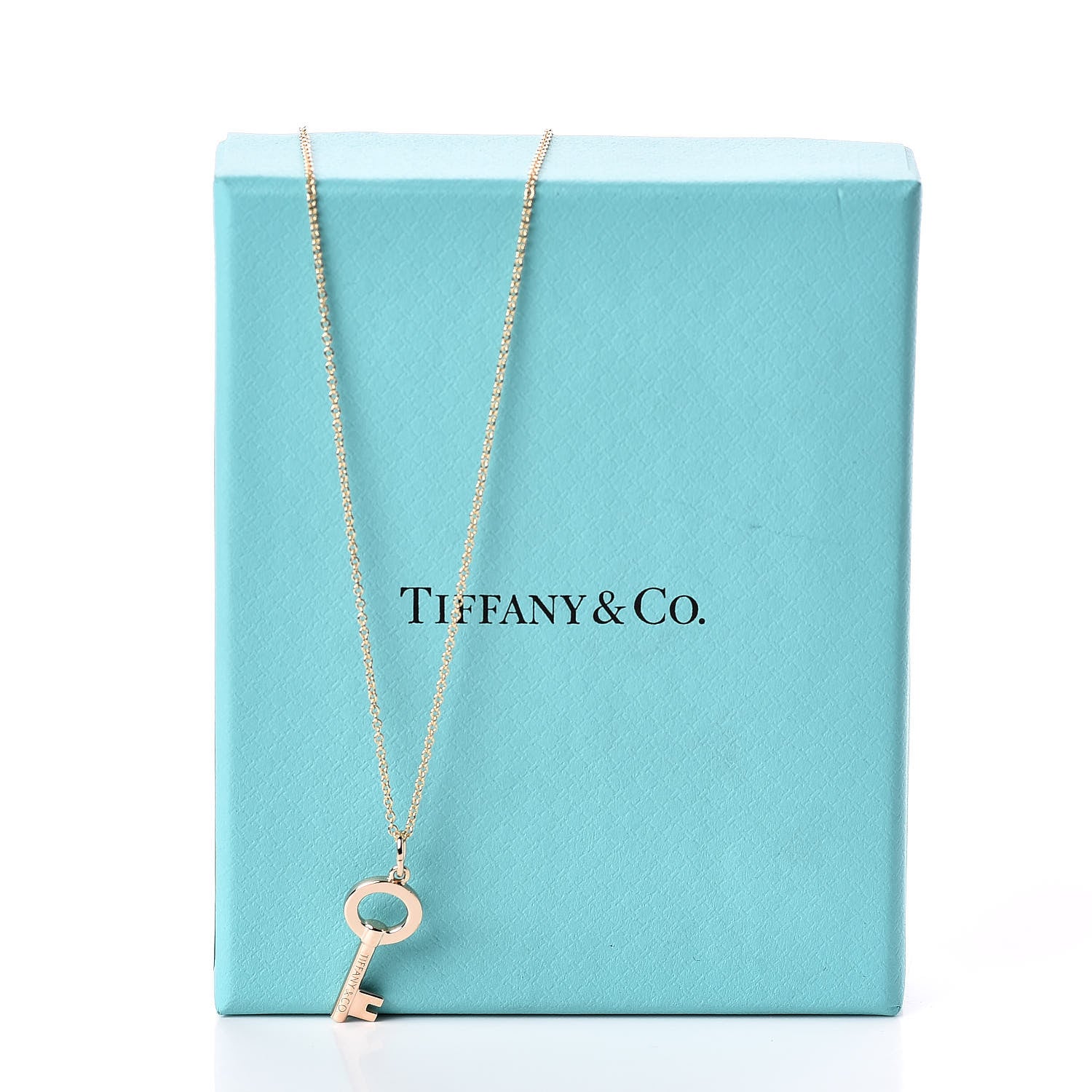 Tiffany 18K Rose Gold Modern Keys Open Round Key Pendant Necklace 7 of 7