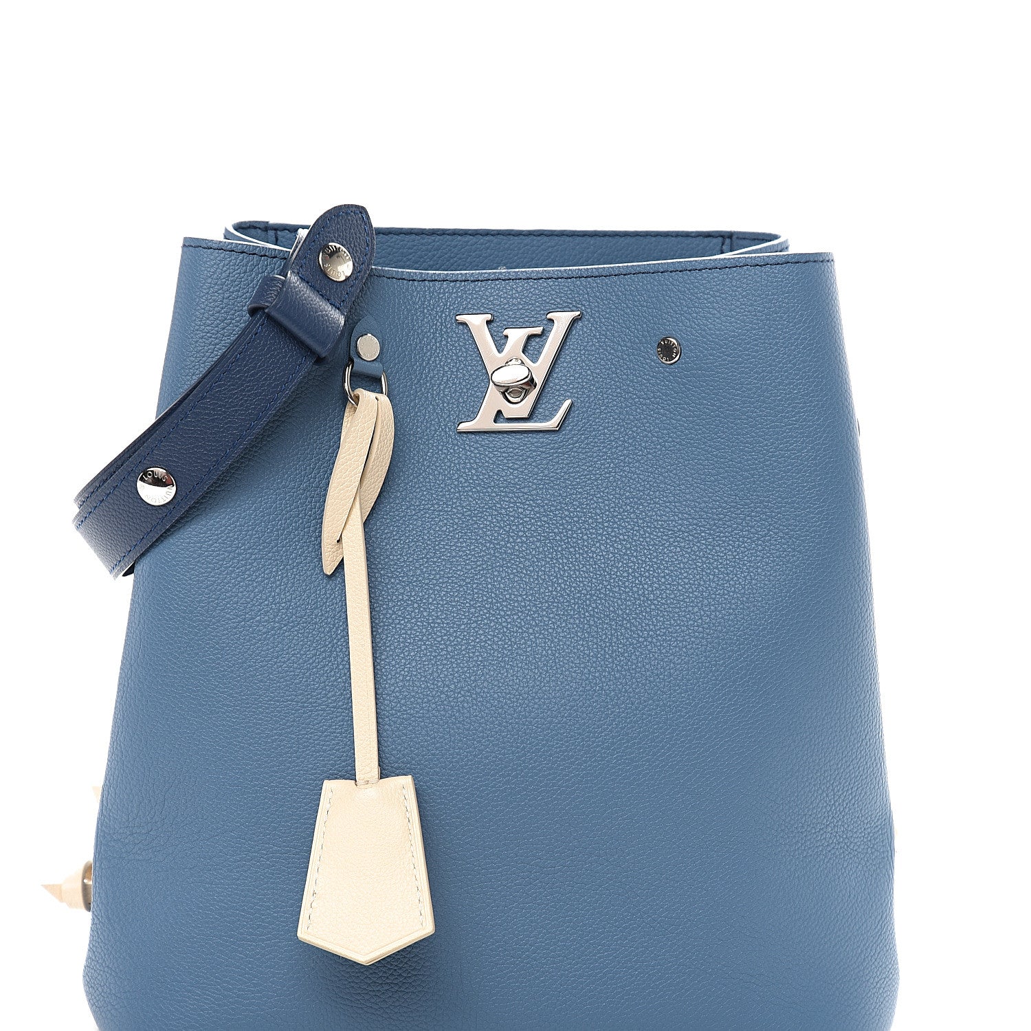 Louis Vuitton Calfskin Lockme Bucket Blue Jean 8 of 8