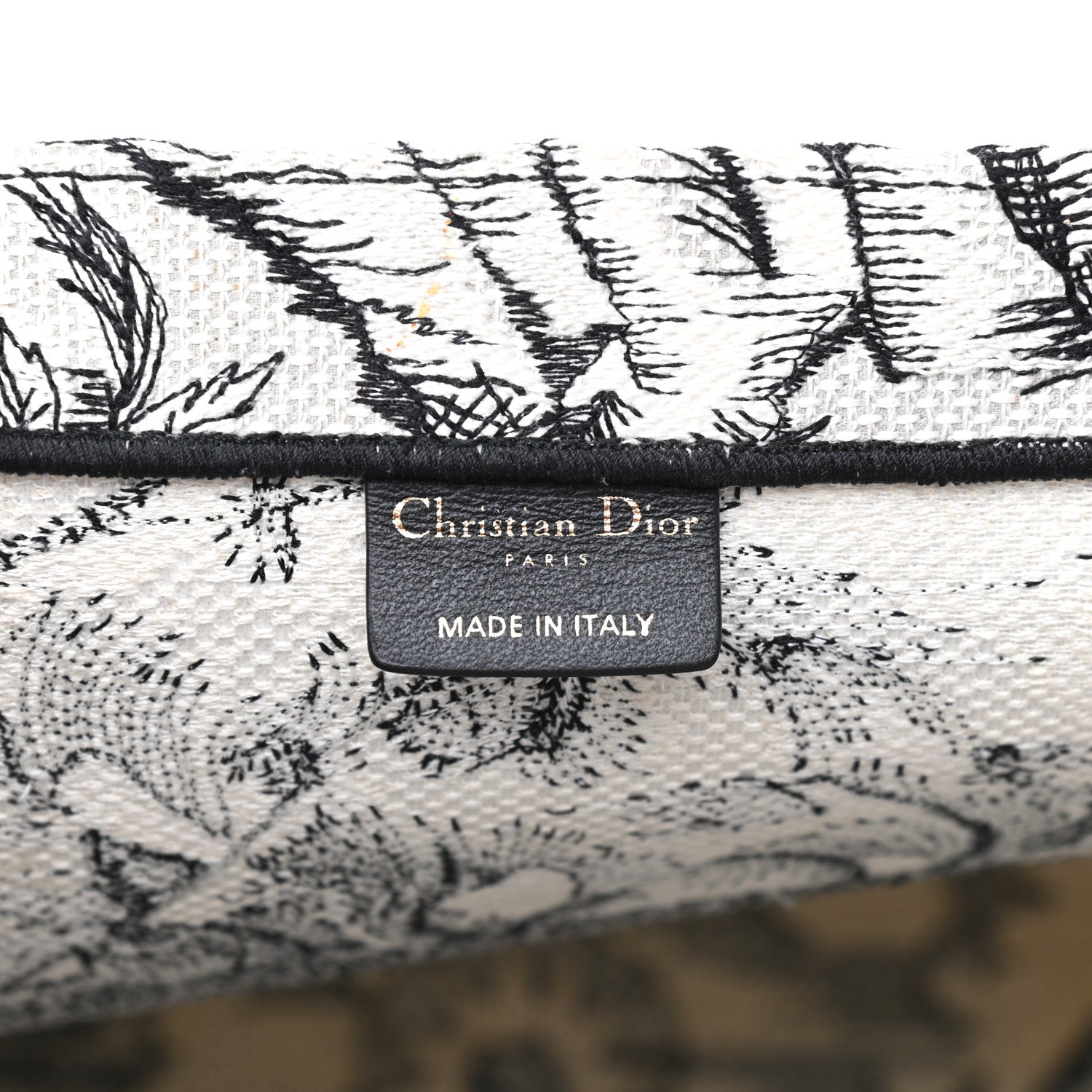 Christian Dior Canvas Embroidered Toile De Jouy Book Tote White Black 6 of 11