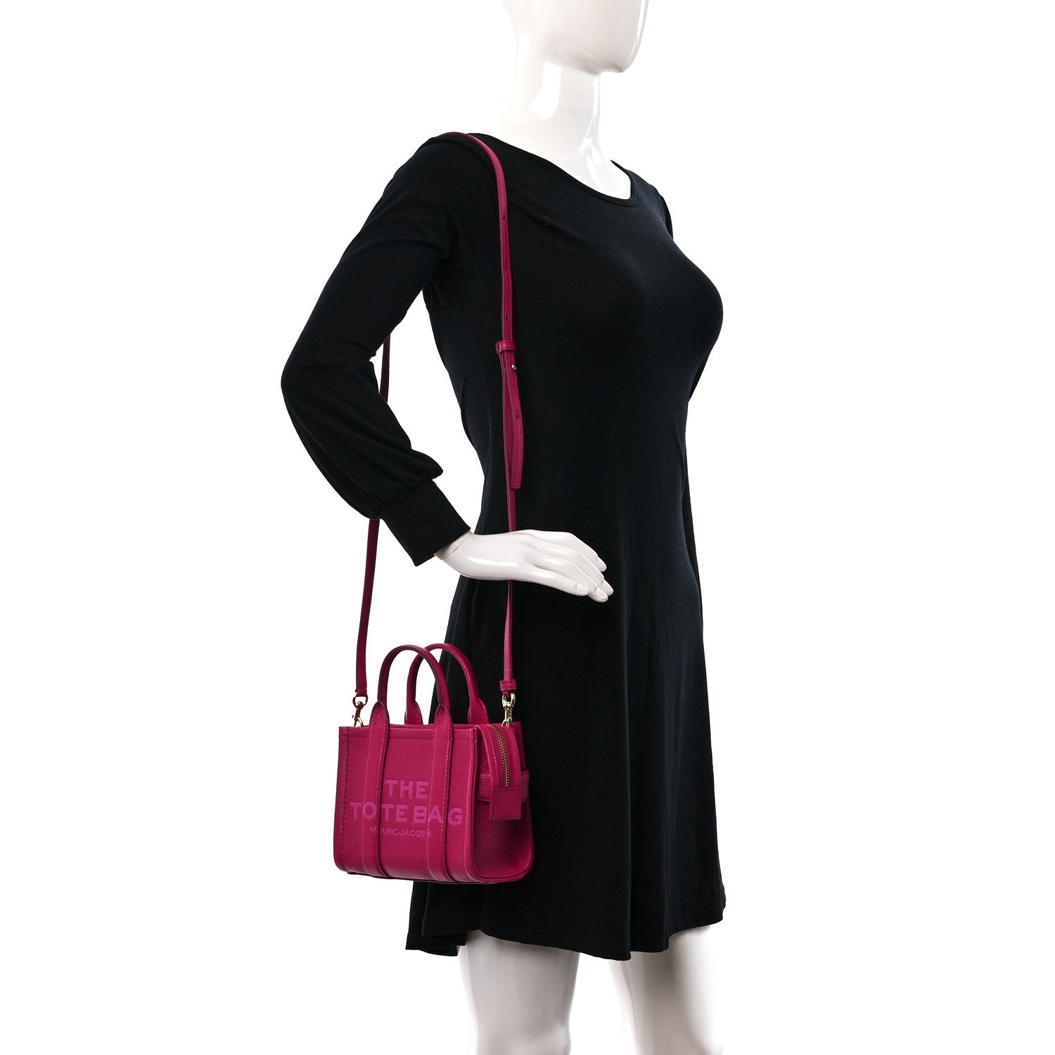 Marc Jacobs Grained Calfskin Mini The Tote Bag Lipstick Pink 2 of 9