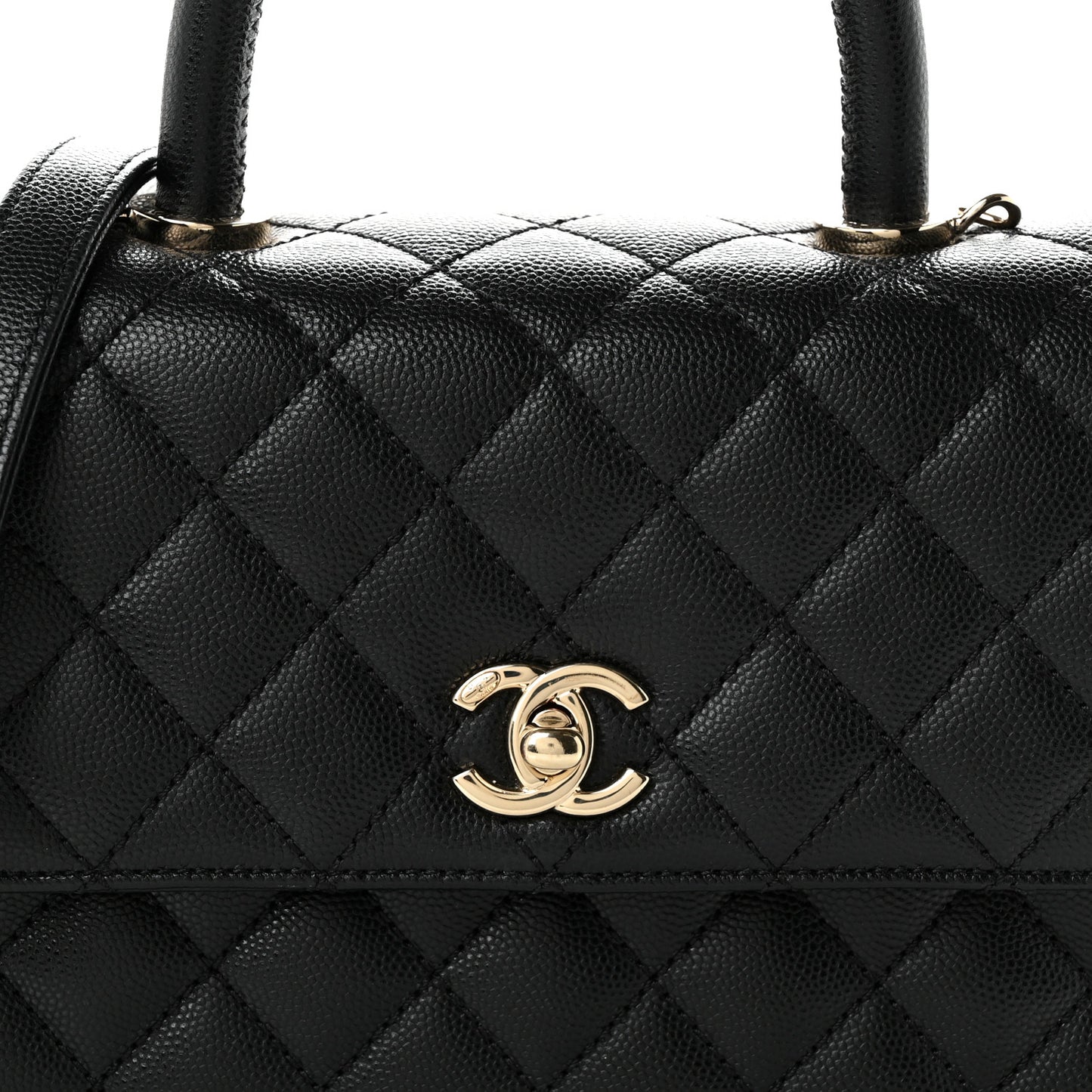 Caviar Quilted Mini Coco Handle Flap Black