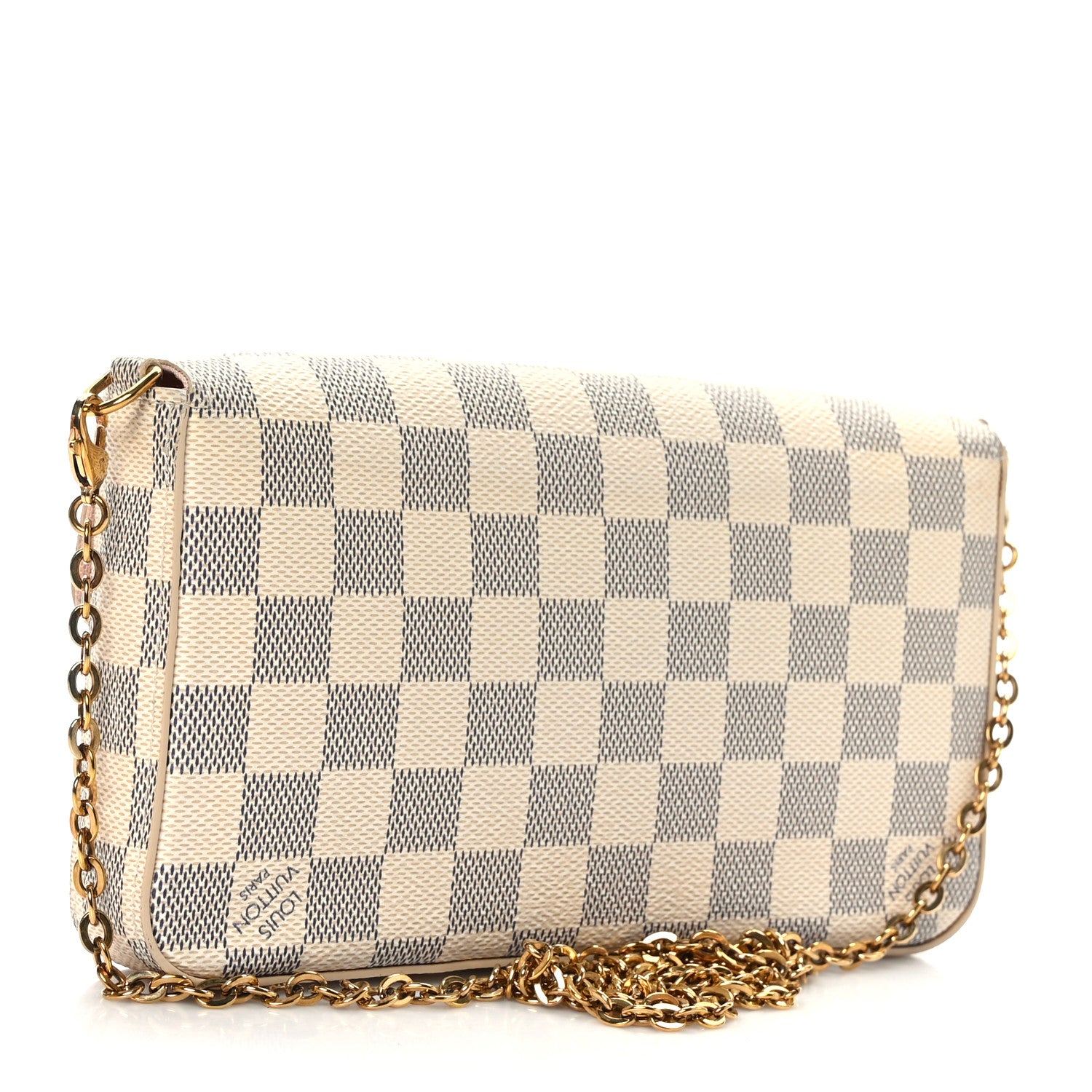 Louis Vuitton Damier Azur Pochette Felicie Chain Wallet Rose Ballerine 4 of 10