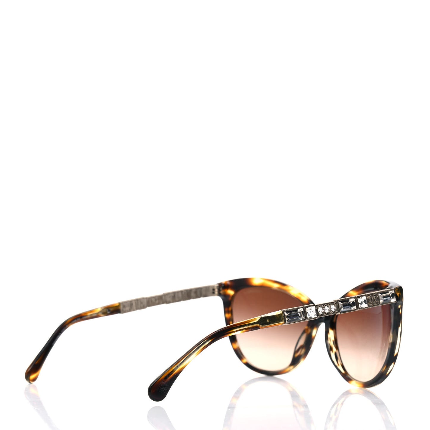 Crystal Baguette Cat Eye Bijou Sunglasses 5307-B Tortoise