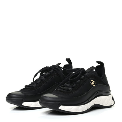 Chanel Velvet Calfskin Mixed Fibers CC Sneakers 36.5 Black 3 of 9