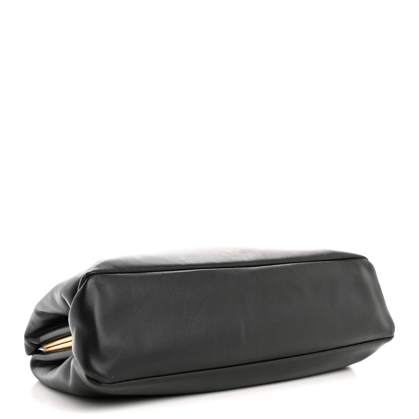 Calfskin Pleated French Lock Clutch Black