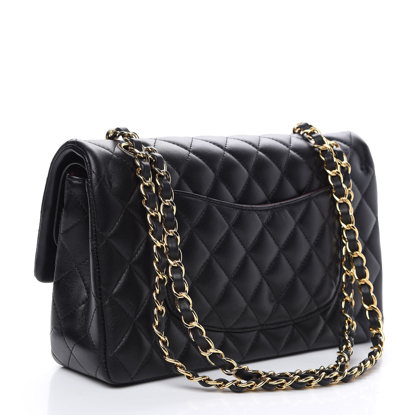 Lambskin Quilted Medium Double Flap Black