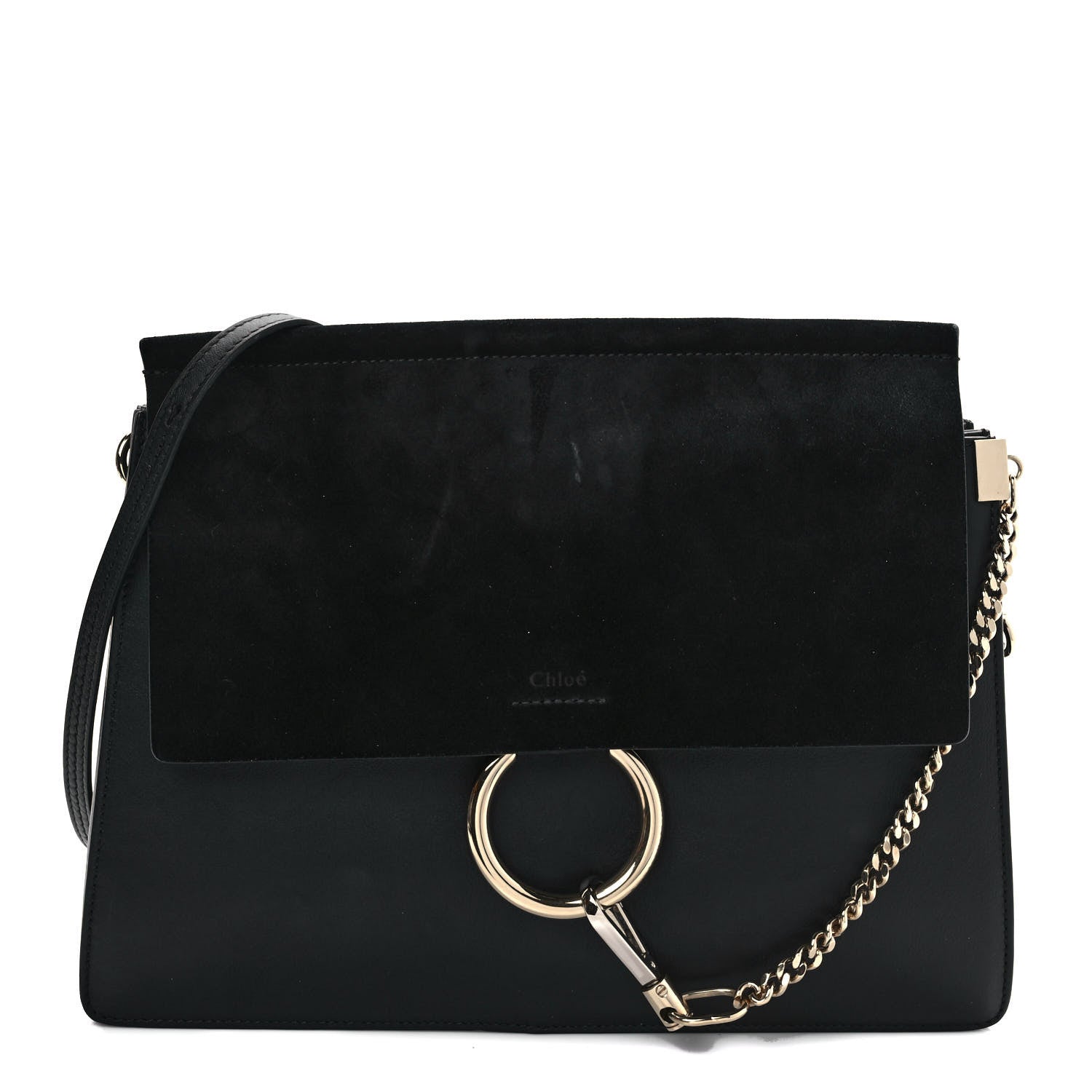Chloe Suede Calfskin Medium Faye Shoulder Bag Black 1 of 10