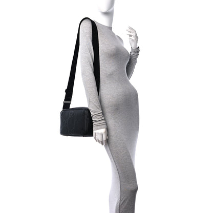 Gucci Piuma Calfskin Jumbo GG Embossed Medium Messenger Bag Black 2 of 10